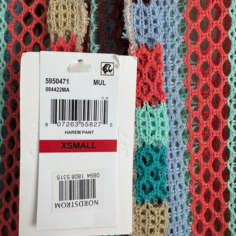 BECCA Crochet Cover-Up pants in Coral, Mint, Light Blue, Brown Sz XS NWT - Picture 6 of 6